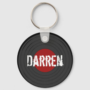 Rock N Roll Vinyl Record Personalized Key Ring