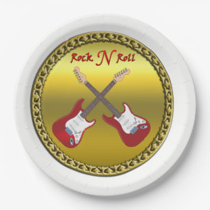 Rock N roll with electric guitars Paper Plate
