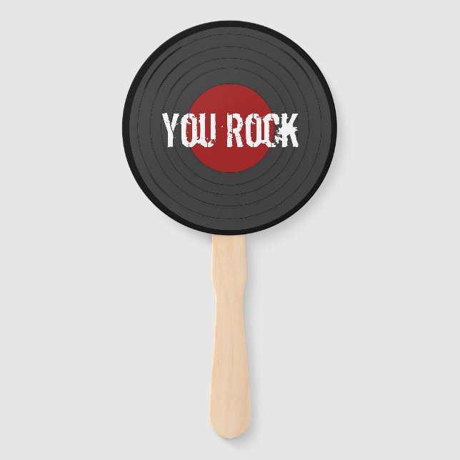 Rock N Roll YOU ROCK Round  Hand Fan (Front)