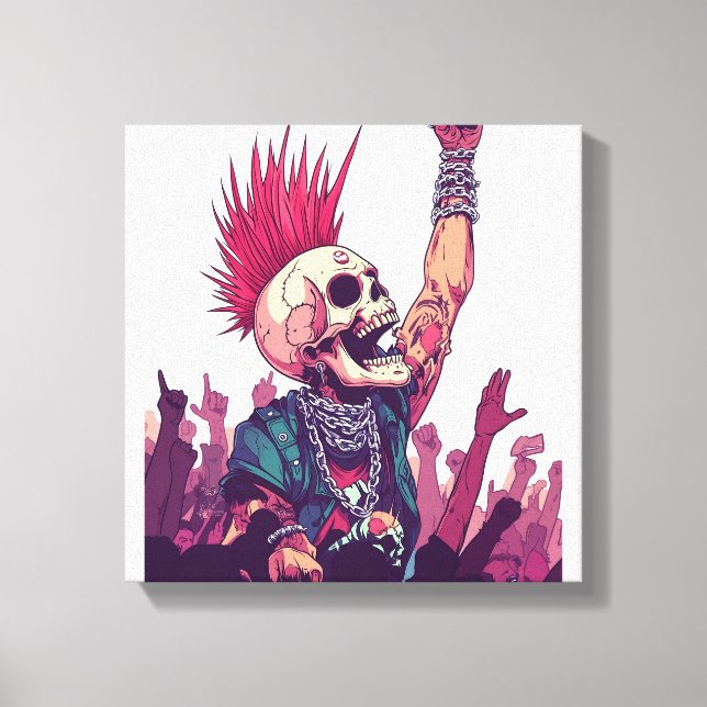 Rock N� Skull � Funny Punk Skeleton Concert Canvas Print (Front)