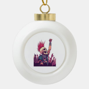 Rock N� Skull � Funny Punk Skeleton Concert Ceramic Ball Christmas Ornament