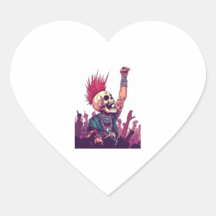 Rock N� Skull � Funny Punk Skeleton Concert Heart Sticker