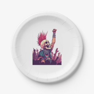 Rock N� Skull � Funny Punk Skeleton Concert Paper Plate
