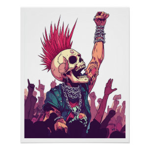 Rock N� Skull � Funny Punk Skeleton Concert Poster