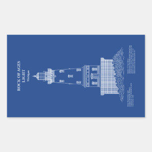 Rock of Ages Lighthouse - Michigan – AD Rectangular Sticker
