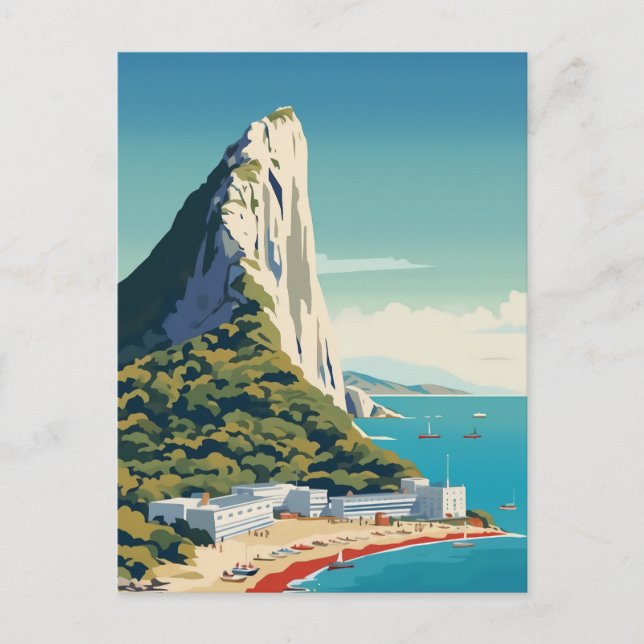 Rock of Gibraltar Travel Art Postcard (Front)