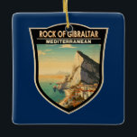 Rock of Gibraltar Travel Art Vintage Ceramic Ornament<br><div class="desc">Rock of Gibraltar in a vector art style. The Rock of Gibraltar is a monolithic limestone promontory located in the British territory of Gibraltar,  near the southwestern tip of Europe on the Iberian Peninsula.</div>