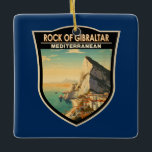 Rock of Gibraltar Travel Art Vintage Ceramic Ornament<br><div class="desc">Rock of Gibraltar in a vector art style. The Rock of Gibraltar is a monolithic limestone promontory located in the British territory of Gibraltar,  near the southwestern tip of Europe on the Iberian Peninsula.</div>