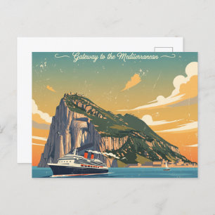 Rock of Gibraltar Travel Art Vintage Poster Postcard