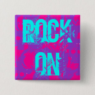 ROCK ON !!! 15 CM SQUARE BADGE