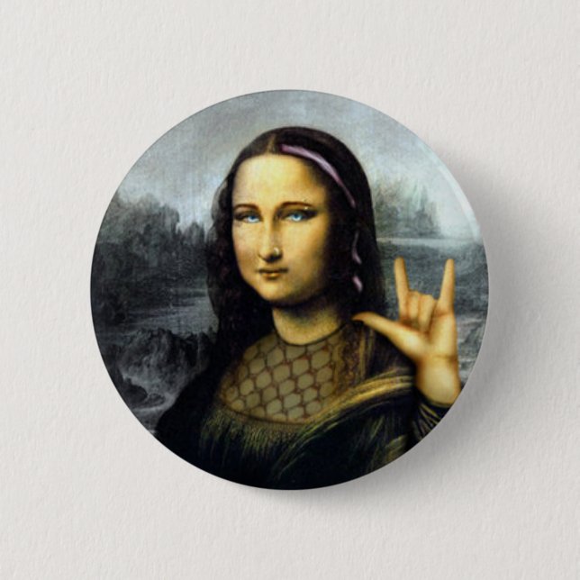 rock on 6 cm round badge (Front)