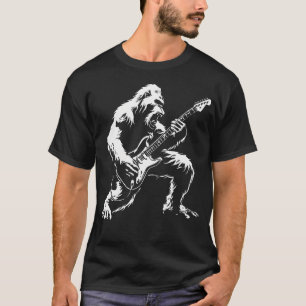 Rock On Bigfoot Playing Electric Guitar Funny T-Shirt