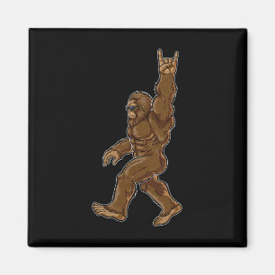 Rock On Bigfoot Sasquatch Loves Rock And Roll Sung Magnet
