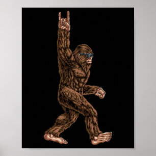 Rock On Bigfoot Sasquatch Loves Rock And Roll Sung Poster
