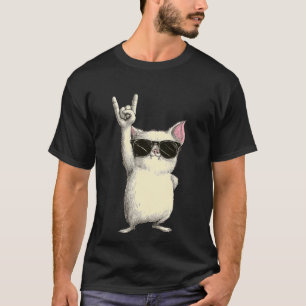 Rock On Cat with Sunglasses Attitude T-Shirt