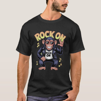 Rock On Cool Chimp With Sunglasseshrowing Rock gif T-Shirt