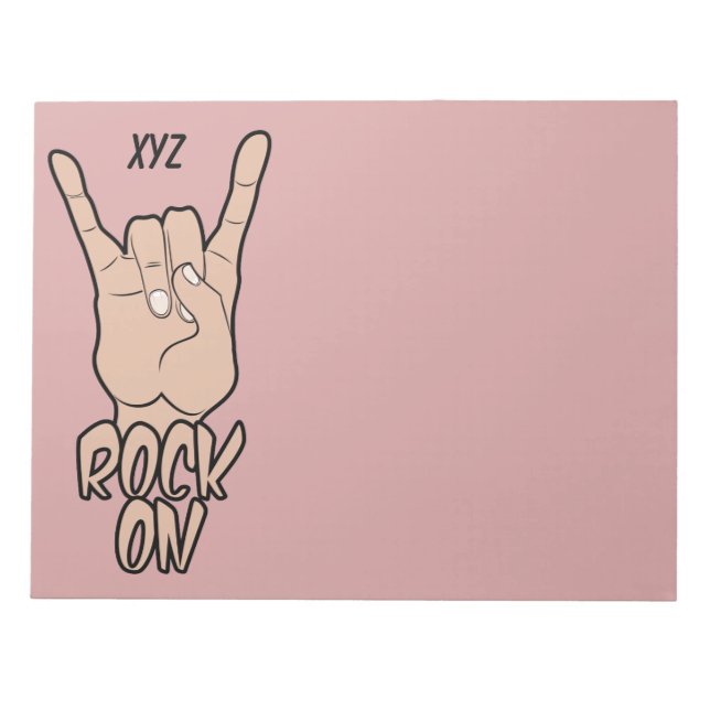 ROCK ON custom colour & monogram notepad (Front)