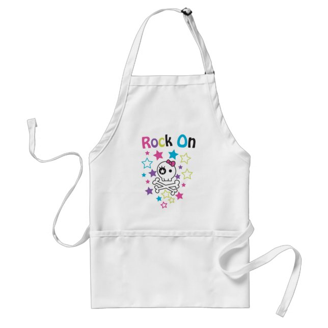 ROCK ON CUTE SKULLS AND BONES FOR GIRLS STANDARD APRON (Front)