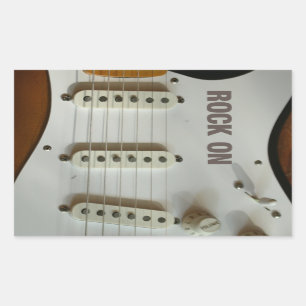 Rock On Electric Guitar Rectangular Sticker