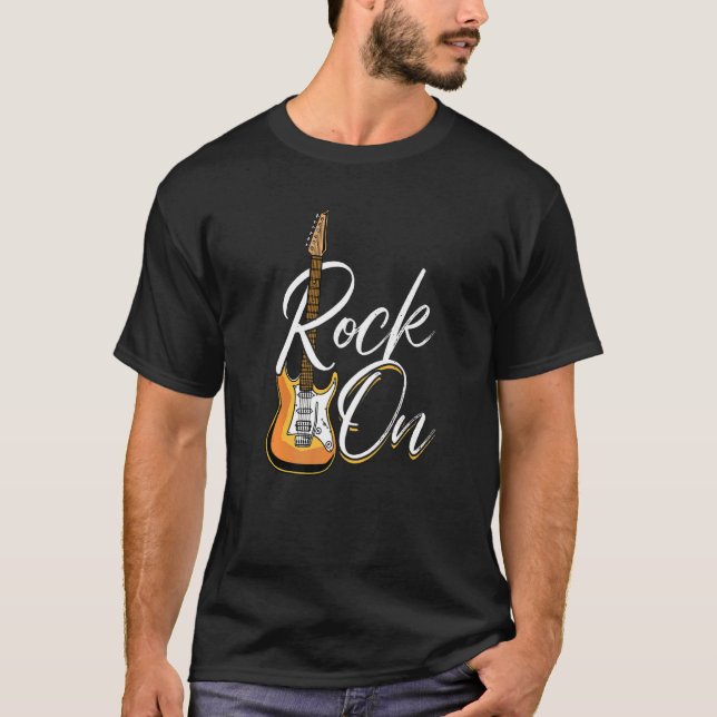 Rock On  Electronic Rock Guitar Premium T-Shirt (Front)