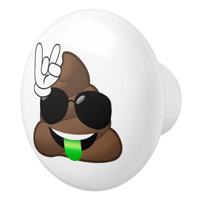 Rock On Emoji Poop Ceramic Knob (Right)