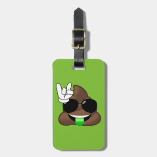 Rock On Emoji Poop Luggage Tag