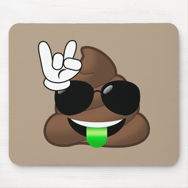 Rock On Emoji Poop Mouse Pad (Front)