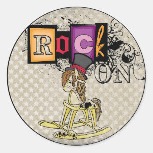 Rock on funny rocking horse stickers