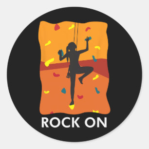 Rock On Girl Wall Climbing Secure Bouldering Proud Classic Round Sticker