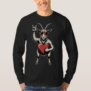 Rock On Goat Graphic Cool Sunglasses & Heart T-Shirt