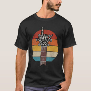 Rock On Guitar Neck Rock & Roll Skeleton Hand Vint T-Shirt