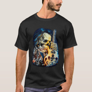 Rock On Guitar Neck With A Sweet Rock & Roll Skele T-Shirt