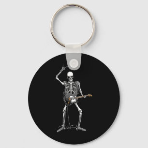 Rock On Halloween Skeleton Guitarist Rock And Roll Key Ring
