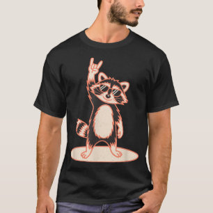 Rock On Raccoon With Sunglasses Humor Music Metal  T-Shirt