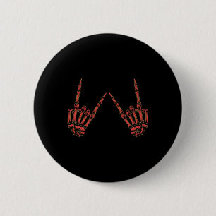 Rock On Rock And Roll Skeleton Hands - For Concert 6 Cm Round Badge