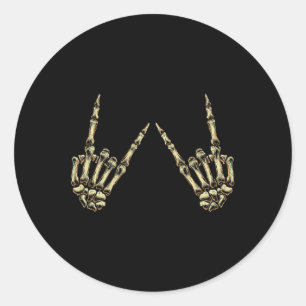 Rock On Rock And Roll Skeleton Hands - For Concert Classic Round Sticker