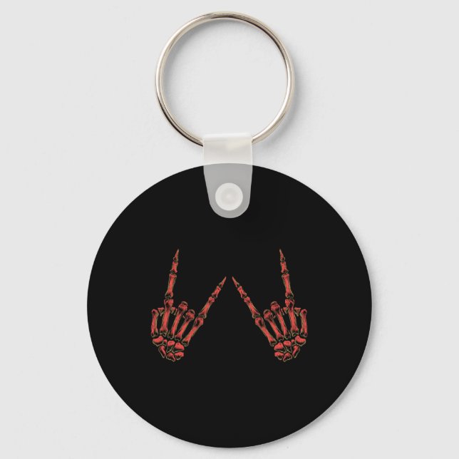 Rock On Rock And Roll Skeleton Hands - For Concert Key Ring (Front)