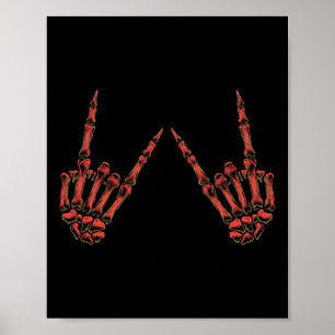 Rock On Rock And Roll Skeleton Hands - For Concert Poster