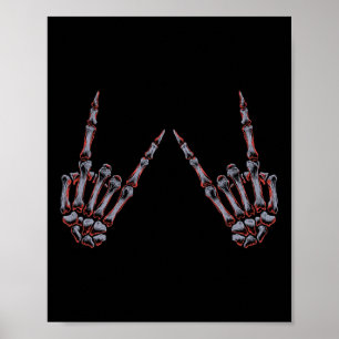 Rock On Rock And Roll Skeleton Hands - For Concert Poster