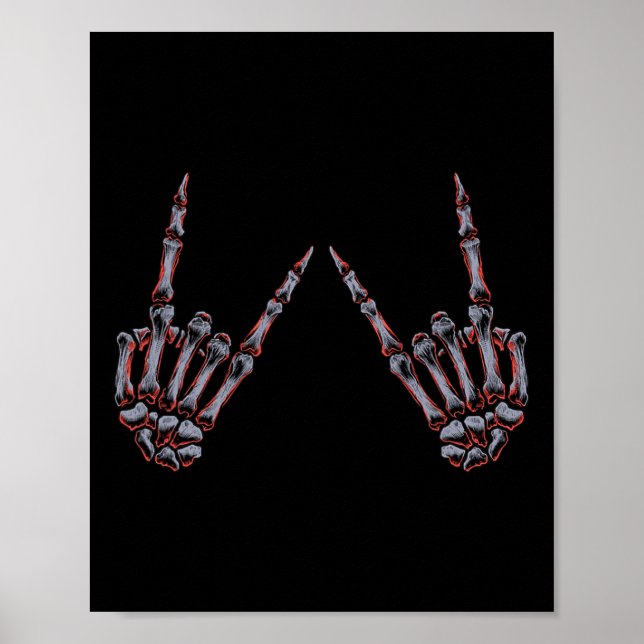 Rock On Rock And Roll Skeleton Hands - For Concert Poster (Front)
