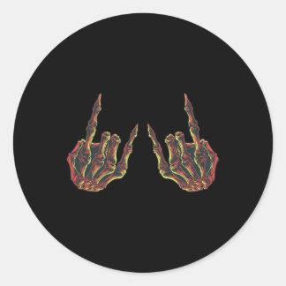 Rock On Rock Star Buddy Concert - Halloween Skelet Classic Round Sticker