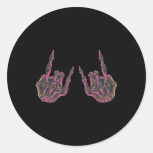 Rock On Rock Star Buddy Concert - Halloween Skelet Classic Round Sticker