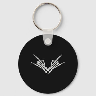 Rock On Rock Star Skeleton Hand Skull Funny Key Ring