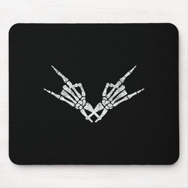 Rock On Rock Star Skeleton Hand Skull Funny Mouse Pad (Front)