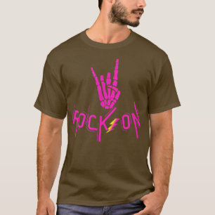 Rock On Rock Star Skeleton Hand T-Shirt