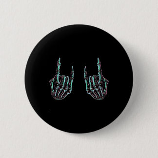 Rock On Rock Star Skeleton Hands - Concert Band Gr 6 Cm Round Badge