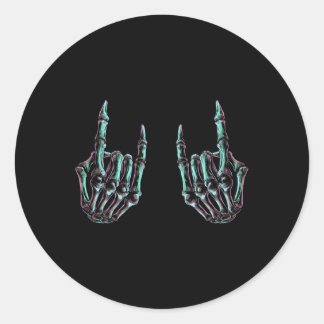Rock On Rock Star Skeleton Hands - Concert Band Gr Classic Round Sticker