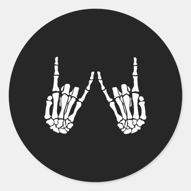 Rock On Rock Star Skeleton Hands Halloween Costume Classic Round Sticker (Front)