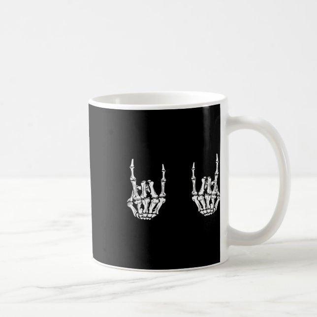 Rock On Rock Star Skeleton Hands Rocker Fun Hallow Coffee Mug (Right)