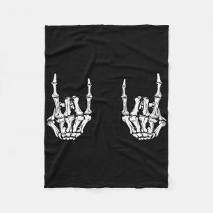 Rock On Rock Star Skeleton Hands Rocker Fun Hallow Fleece Blanket